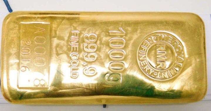 One of the men was in possession of a 1kg gold bar now worth around £51,000. Picture: Kent Police
