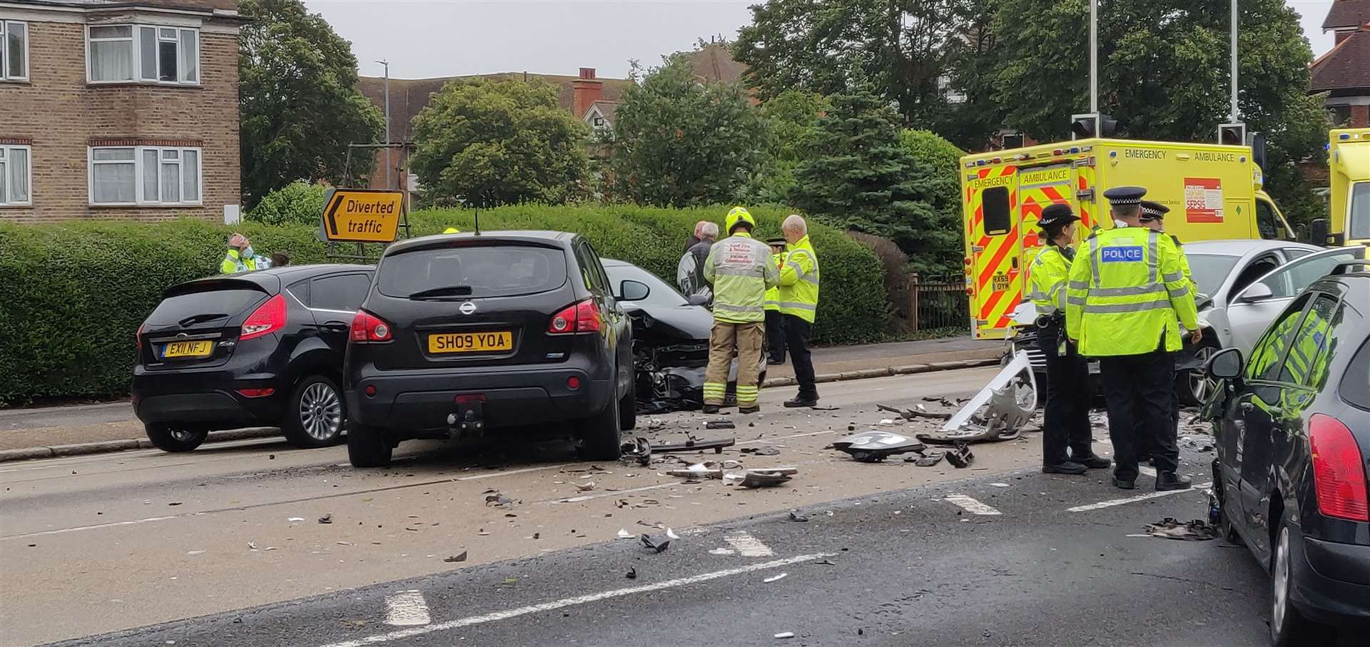 Five vehicles were involved in the crash