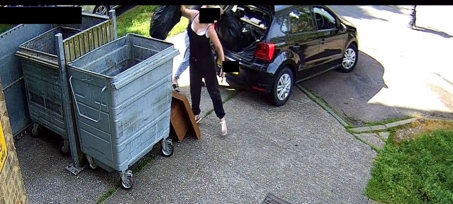 Two women were caught dumping bags into a communal bin. Photo: Ashford Borough Council