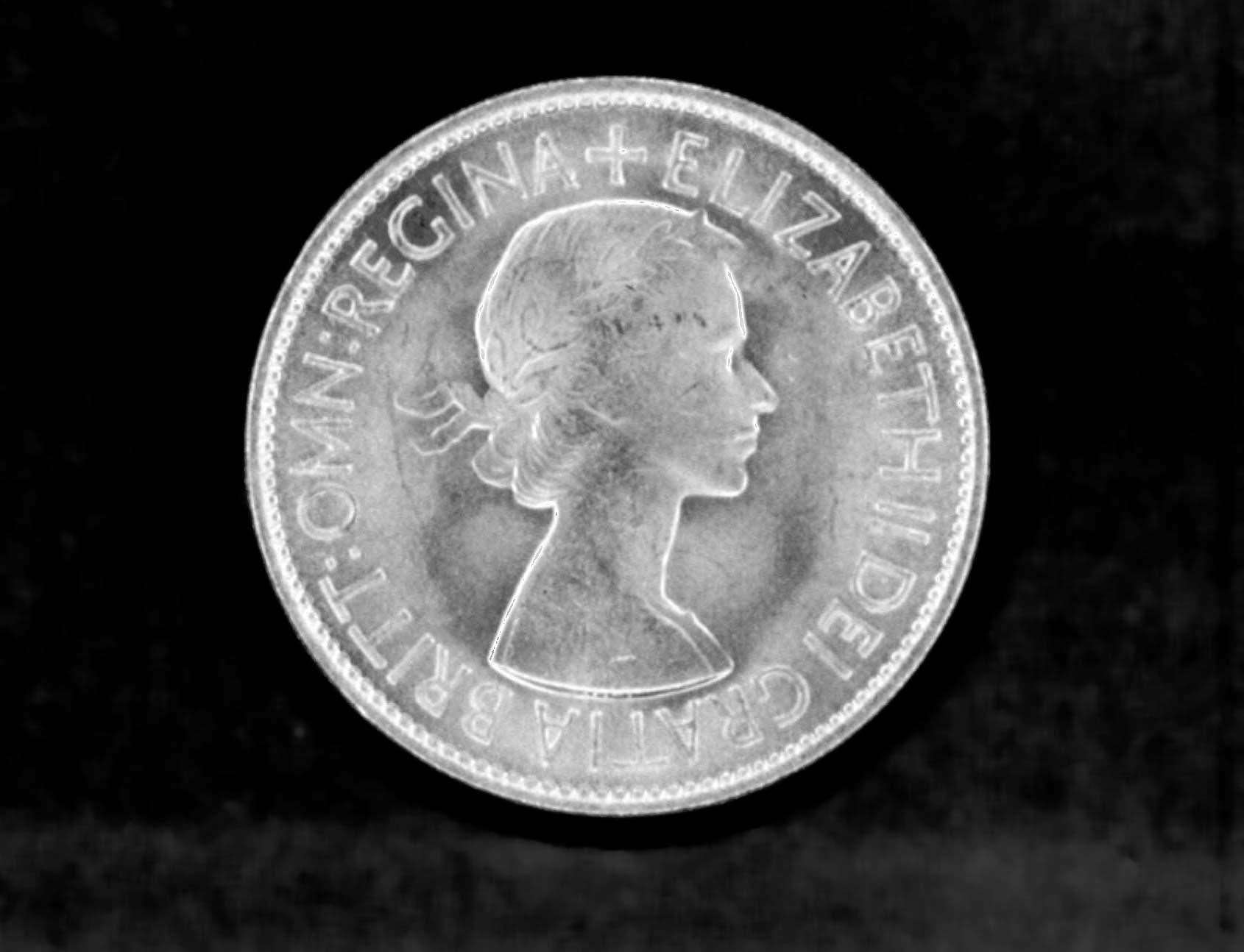 The obverse of the half-crown piece minted in 1953, after Queen Elizabeth II’s accession the previous year, portraying as a young woman in her mid-20s (PA)