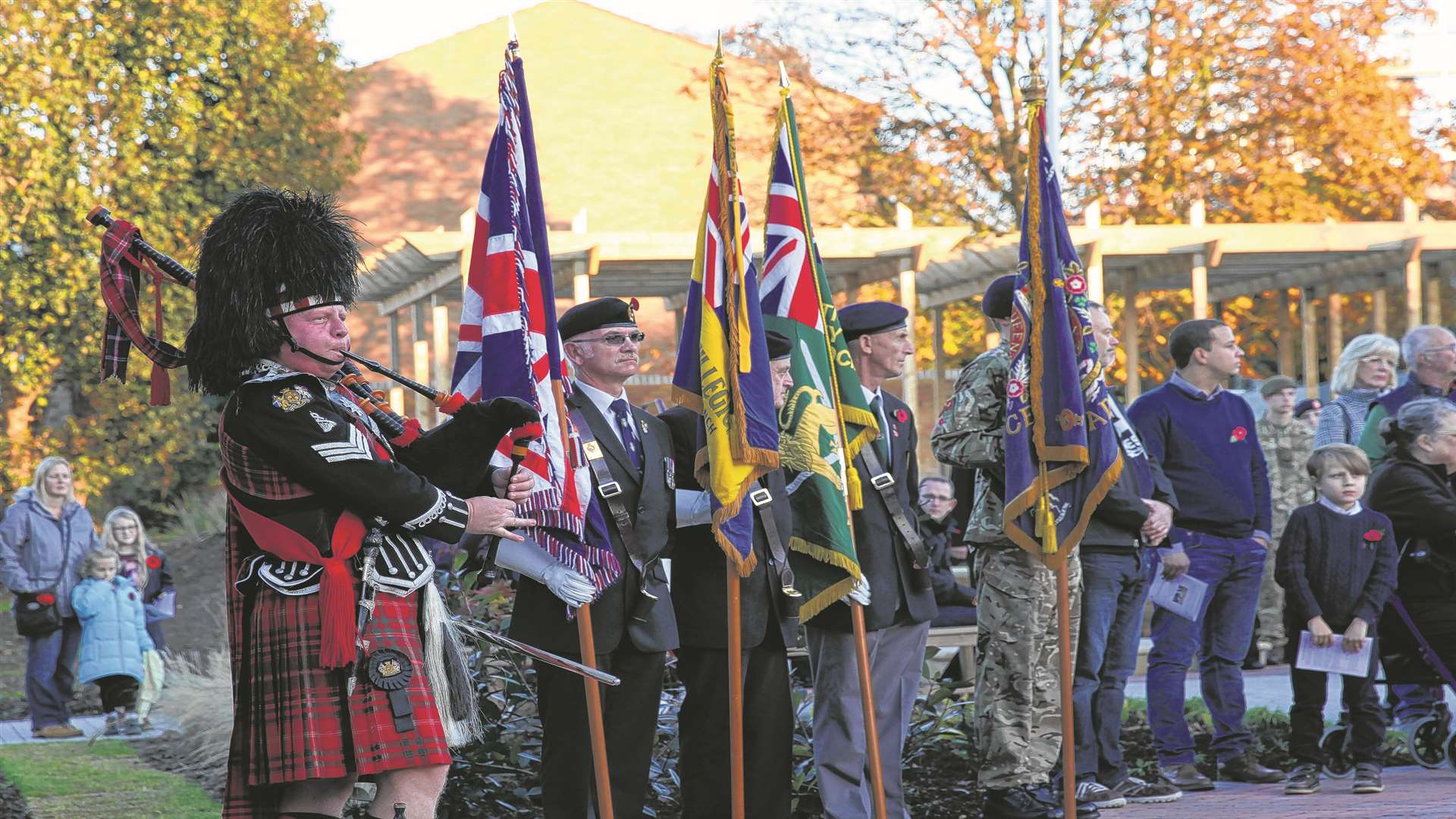 The bagpipes are played during the service. Picture: Rebecca Clarke