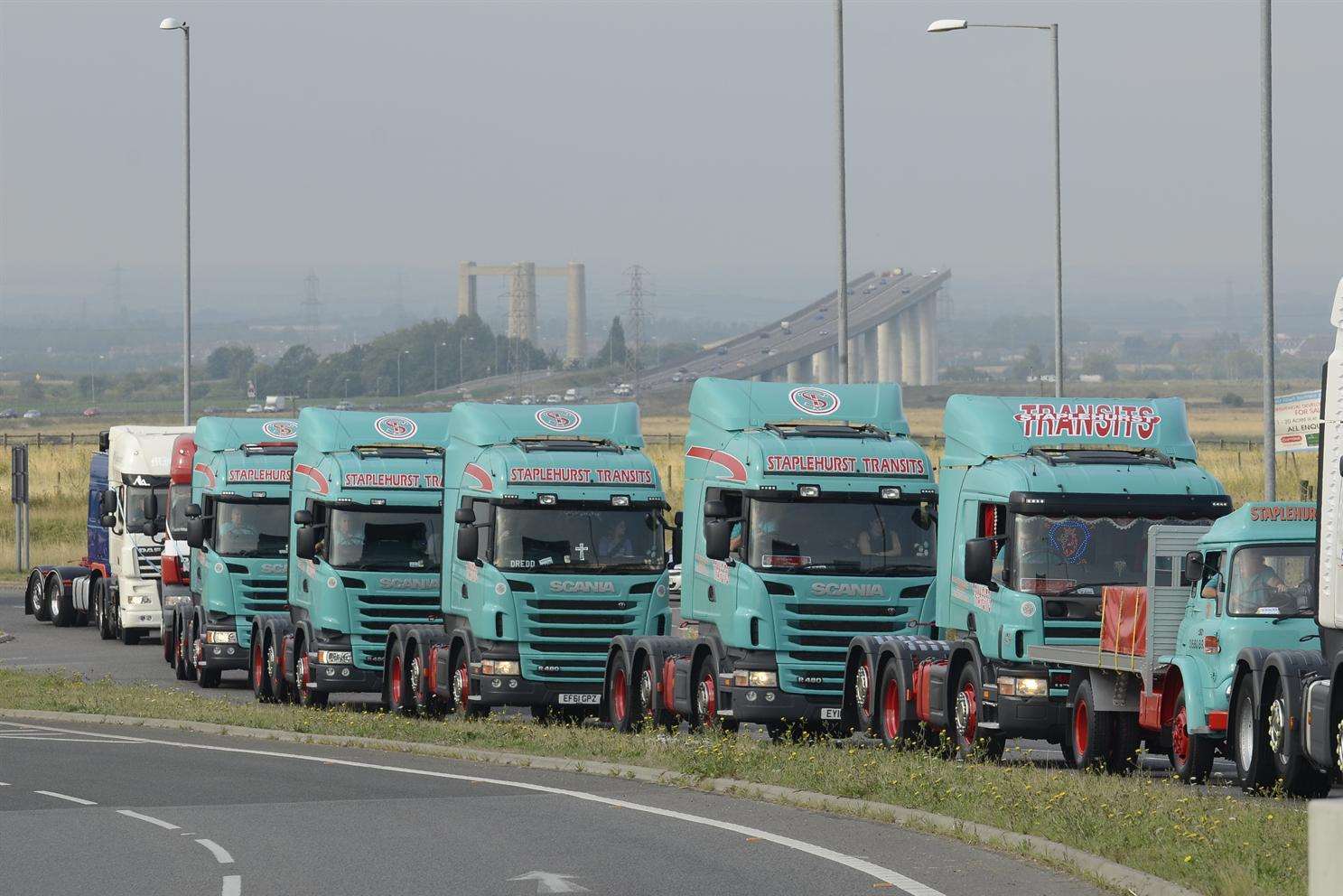 Lorries taking part in the Oliver Smith Truck Rally