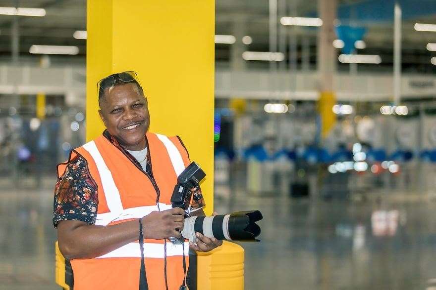 Charles Agwu works at the Amazon centre in Dartford