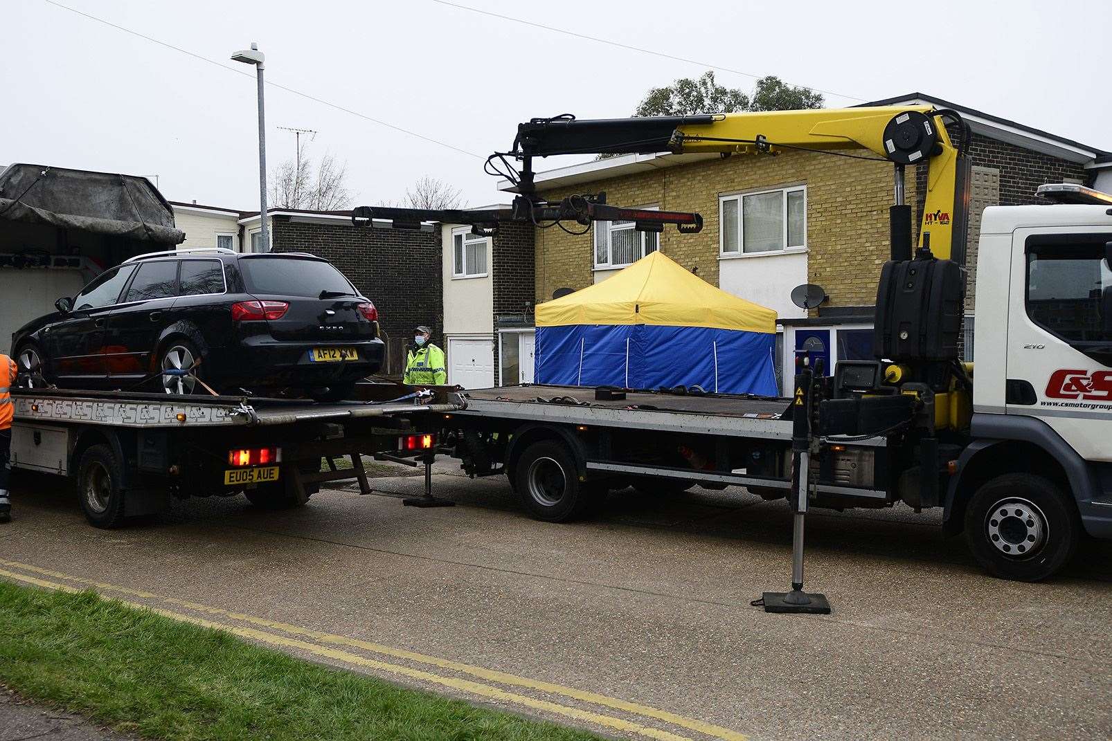 Police search for Sarah Everard removed vehicles at Freemens Way, Deal. Picture: Barry Goodwin
