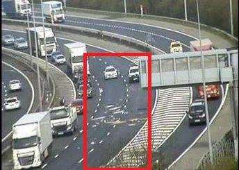 A lorry shed its load on the M20. Picture: Highways England