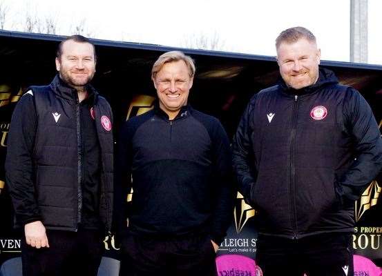 Hollands & Blair’s management team of coach Luke Hewitt, assistant Aaron Lacey and manager Luke Jessup Picture: John Anderson corkyboy@gmail.com