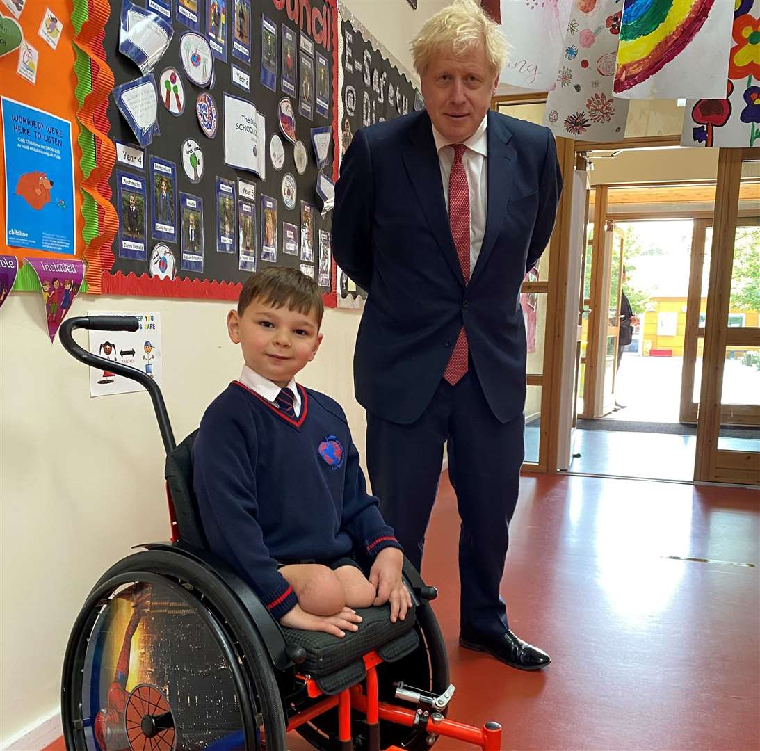 Boris Johnson and Tony Hudgell at the Discovery School. Picture: Tom Tugendhat