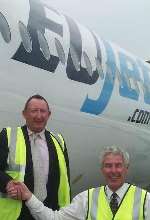 Alastair Robertson, director of Kent International Airport, Manston, right, and Mike Halper, EUJet managing director