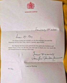 James had a reply from the Queen after she received one of his cards