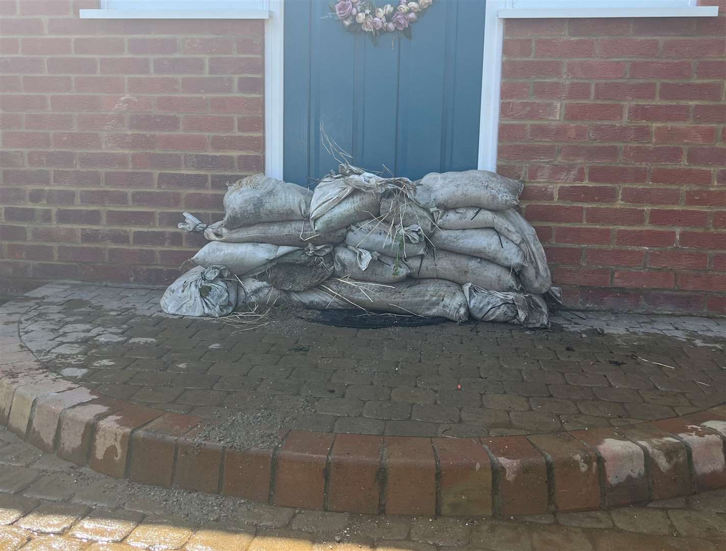 One resident has protected their door with sandbags