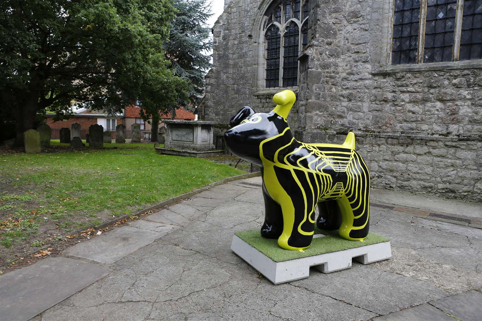 The Infinity Dog was previously in St Mary's churchyard