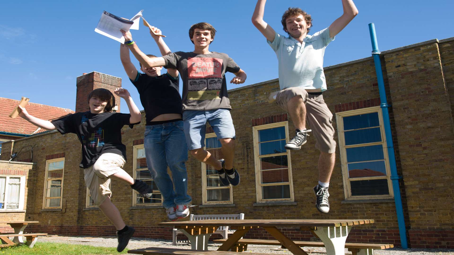 Pupils collect their results today. Library image.