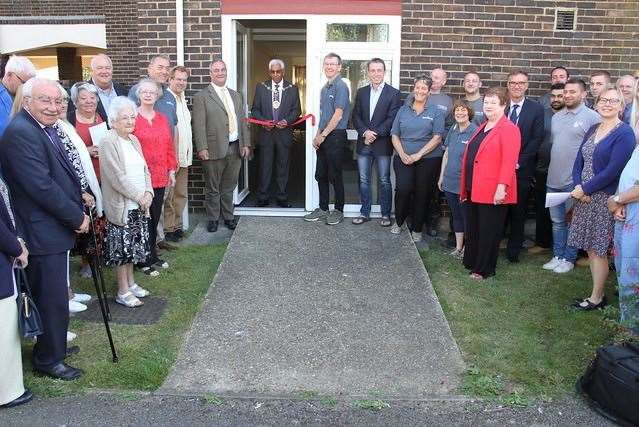 Mayor of Gravesham Cllr Gurdip Bungar cuts the ribbon at the reopening of the homeless shelter in Gravesend