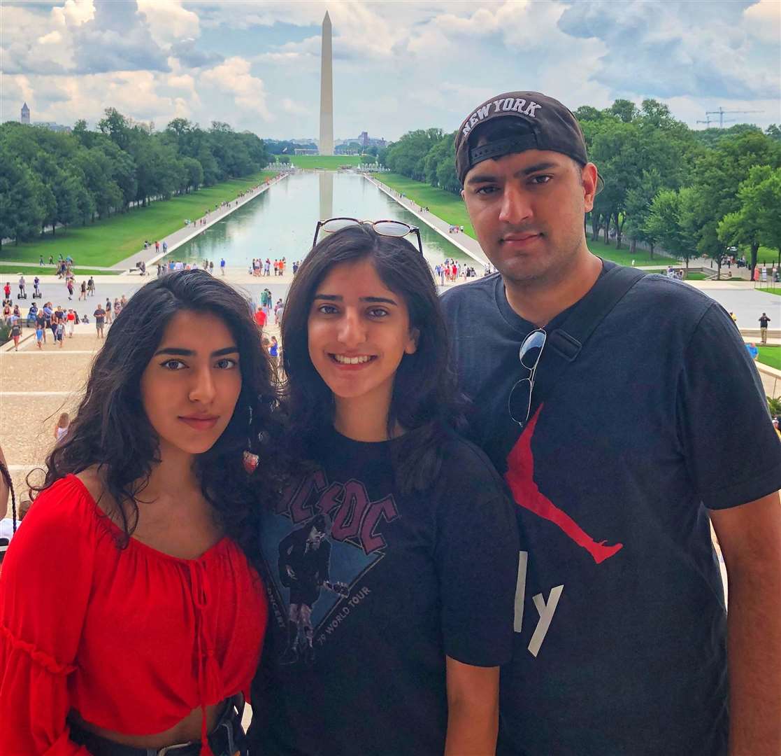 Amandeep with younger sister Jasmin, 21, and older brother Rajan, 24