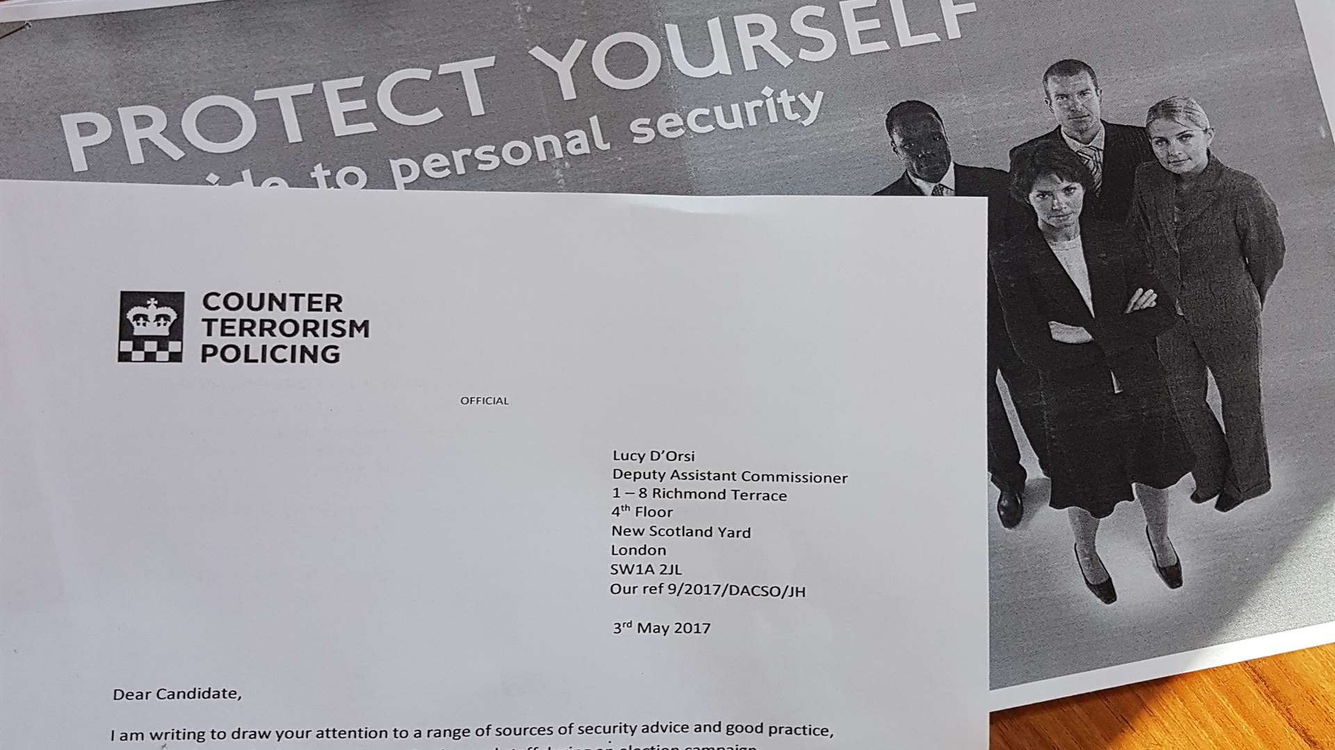 The security guidance letter received by parliamentary candidates