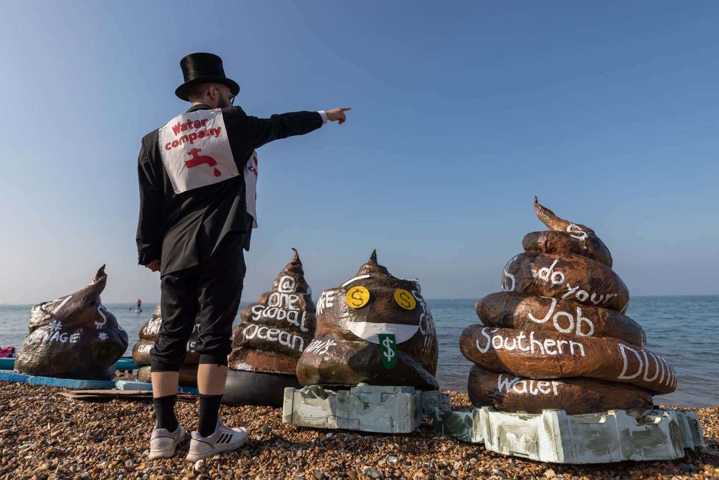 Protestors in Whitstable called for Southern Water to stop discharging sewage into the sea. Picture: Andrew Hastings