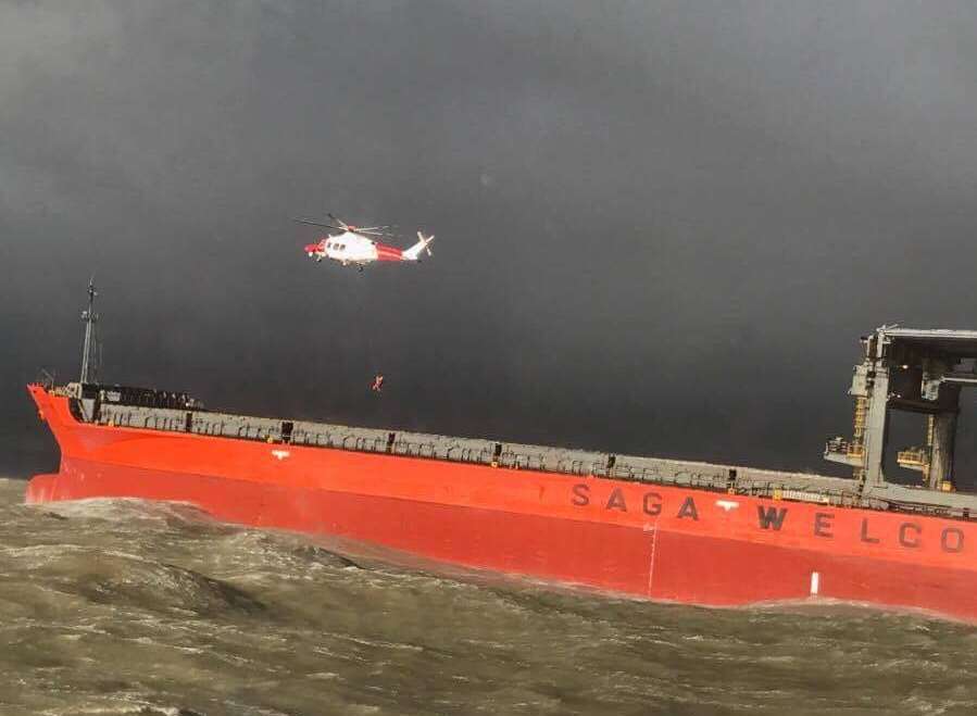 The Coastguard rescued 11 people from the sinking ship off Dover. Picture: Dover RNLI crewman Mark Hamilton