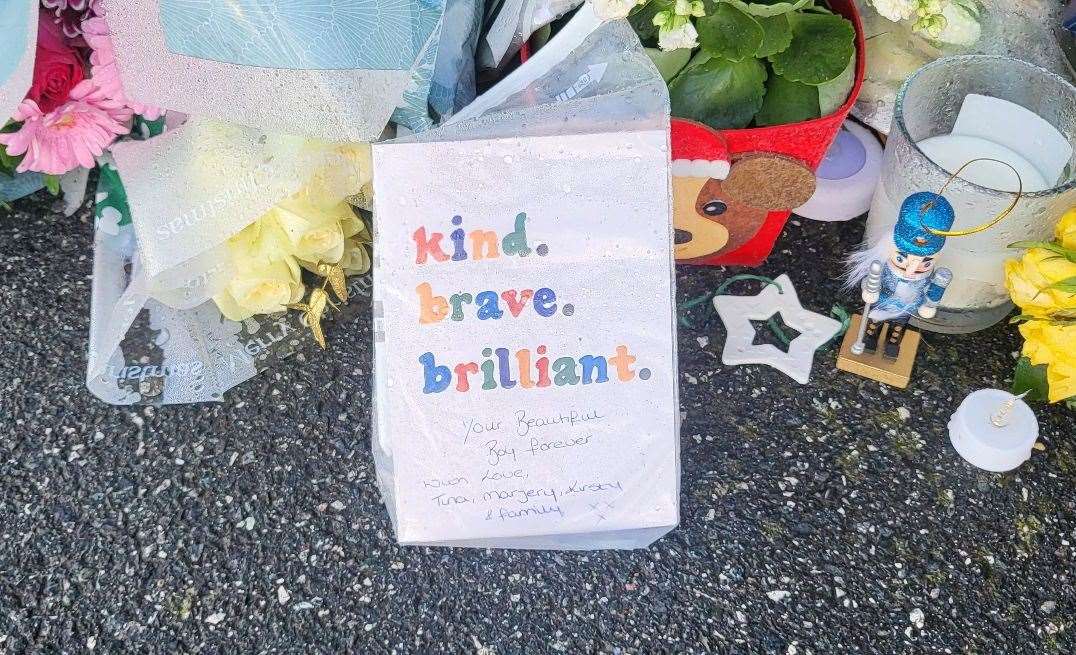 Floral tributes have been left outside William Brown's home in Sandgate Esplanade