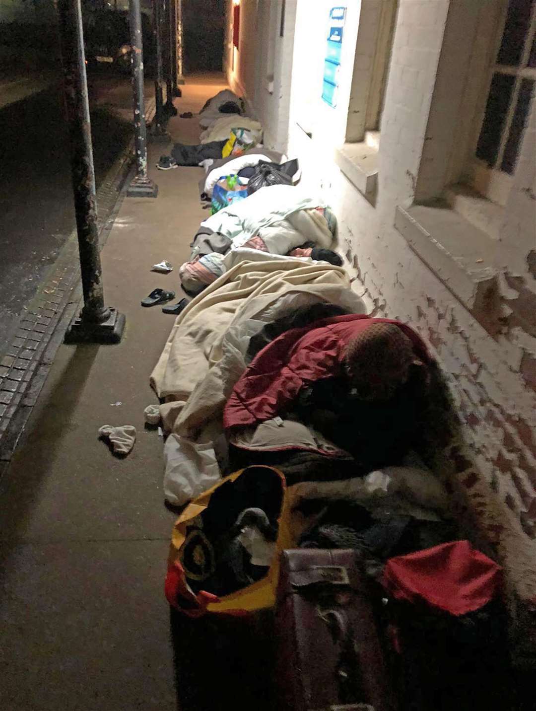 Asylum seekers sleeping outside at Napier Barracks (Care4Calais/PA)