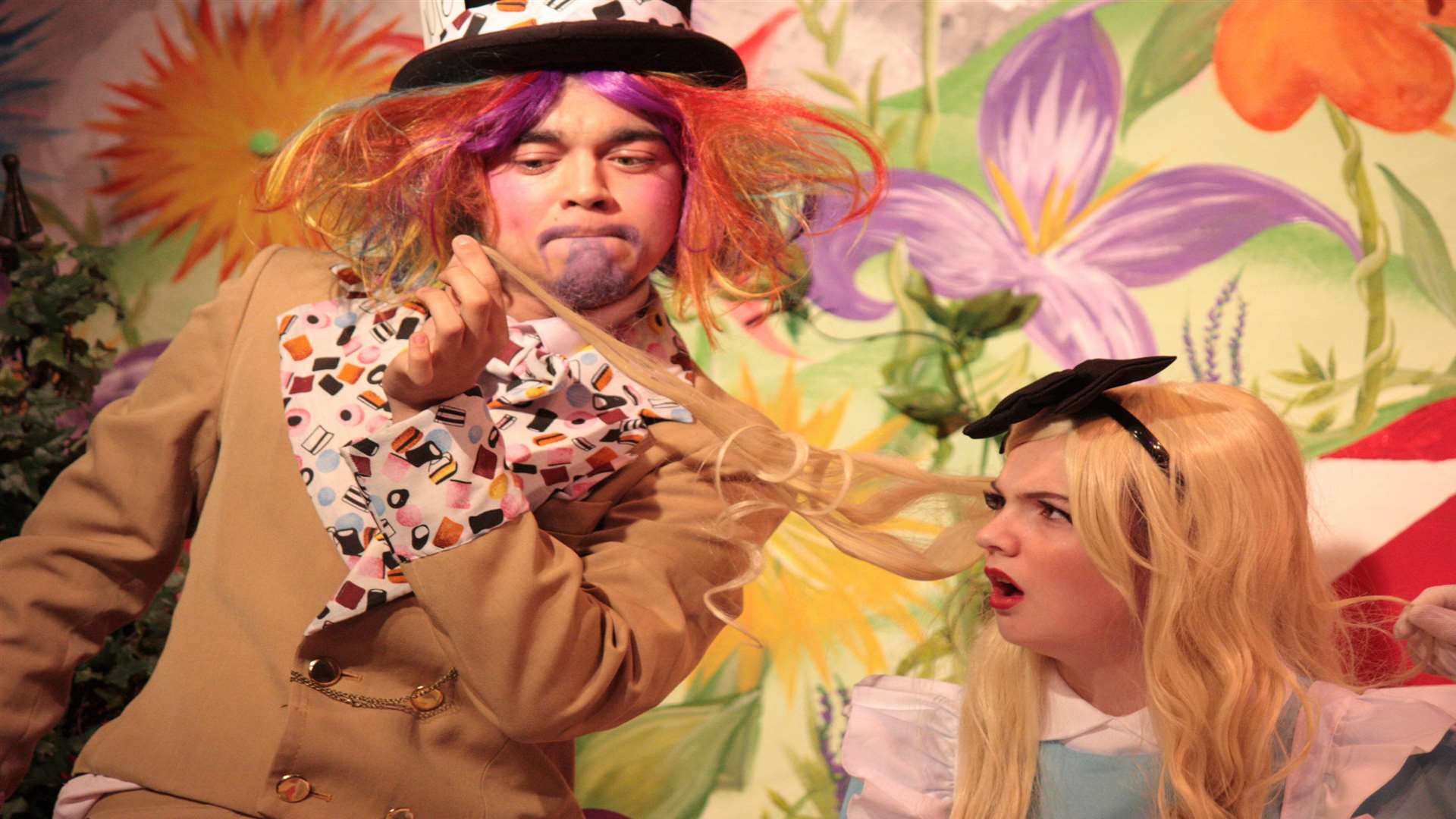 Jodie Mae Scammell as Alice and the Mad Hatter played by Dan Frank.