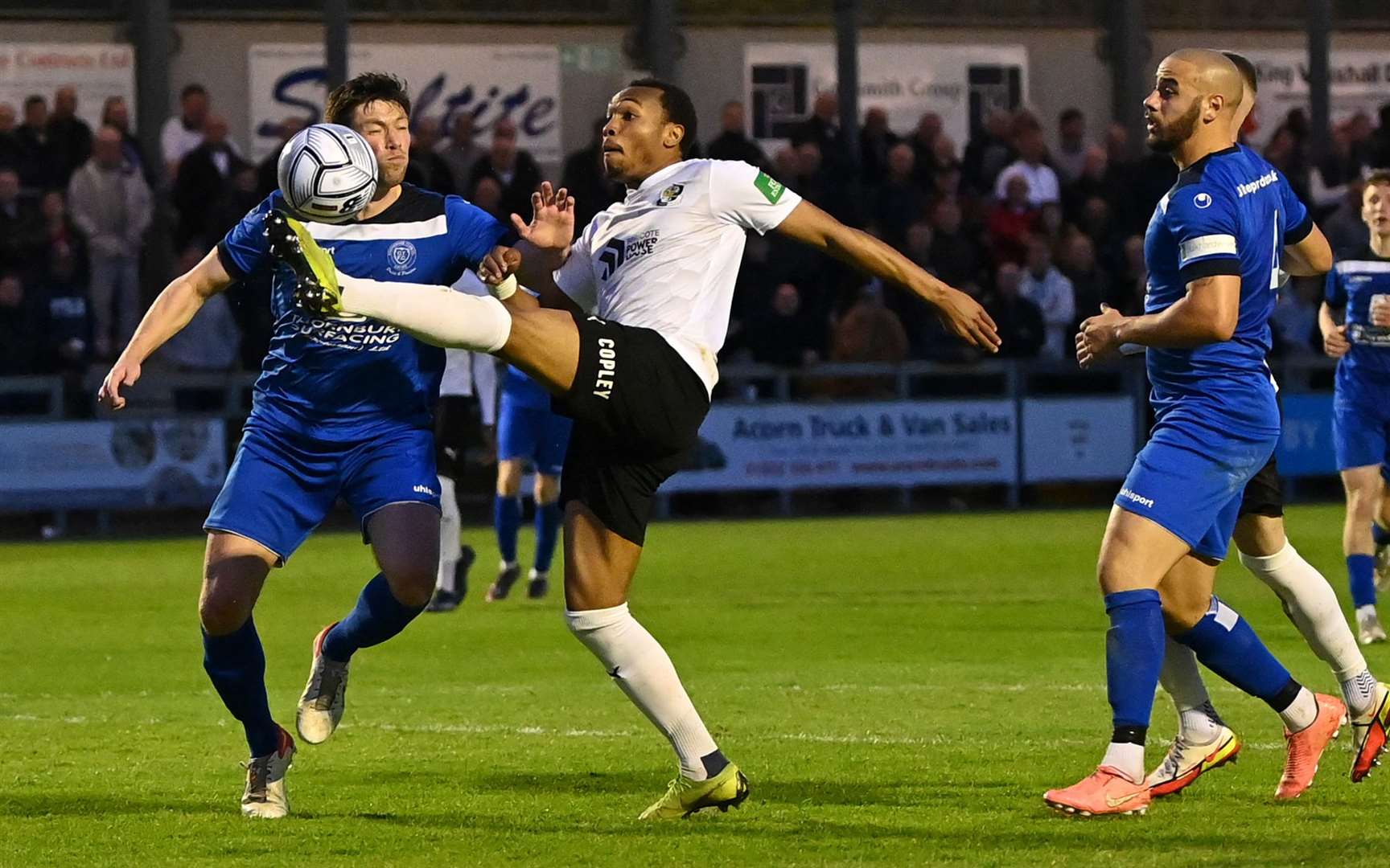 Marcus Dinanga tries to create an opening for Dartford against Chippenham. Picture: Keith Gillard