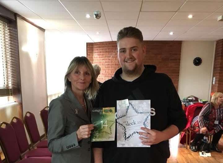 Jack with Sue Ward, who runs the slimming club he attends.