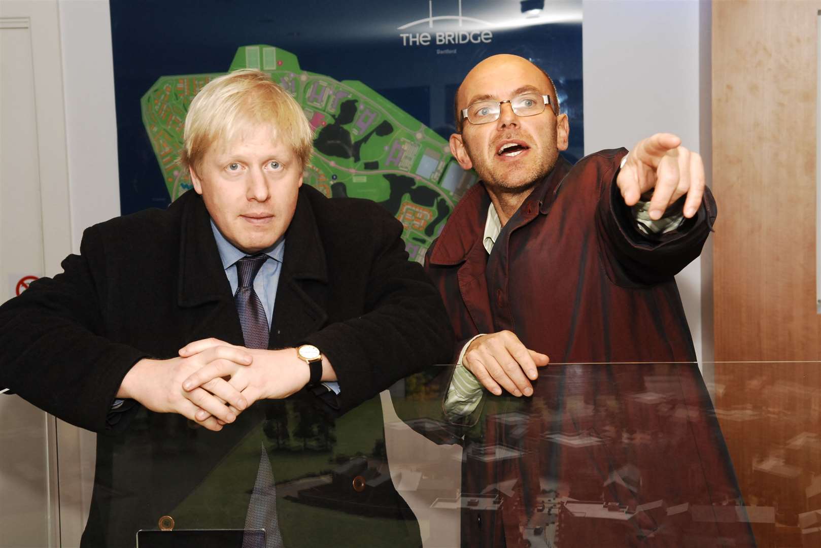 Prime Minister Boris Johnson, pictured here with designer Wayne Hemmingway, visited the Bridge Development before becoming London Mayor in 2008. Picture: Nick Johnson