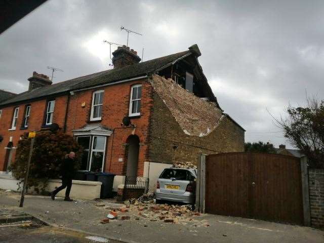 A house has partially collapsed in Cromwell Road, Whitstable Picture: Roger Matthews