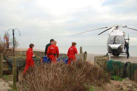 Natalie Brodrick rescued by colleagues in the Kent Air Ambulance after falling from a horse.