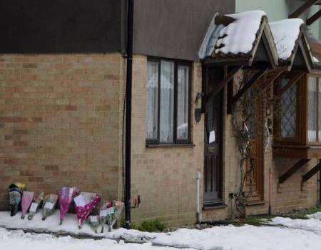 Floral tributes at the spot where Bernadette Lee died in the snow