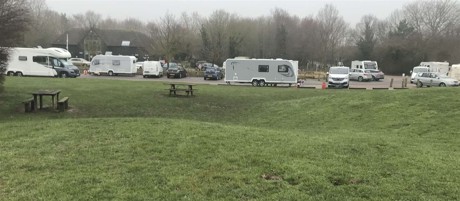 Travellers have set up on Riverside Country Park, Rainham