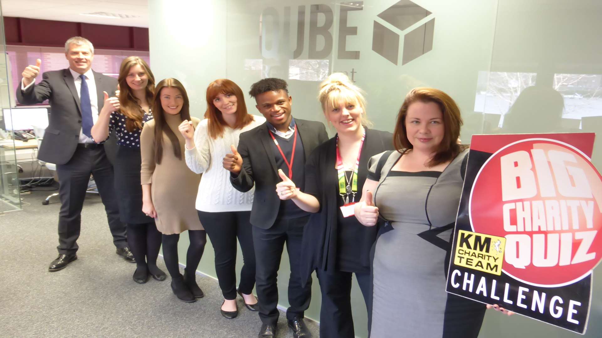 Director of Qube Recruitment Natalie Winter and team celebrate the company's support of the Medway Big Charity Quiz now open for booking.