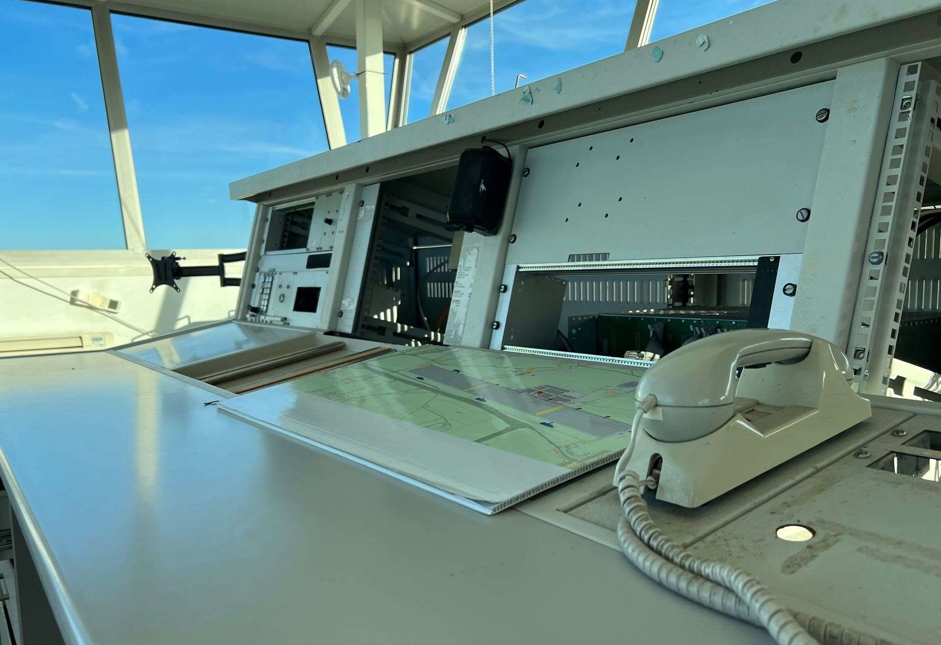 The main desks in the control tower - anything of value has long since been sold