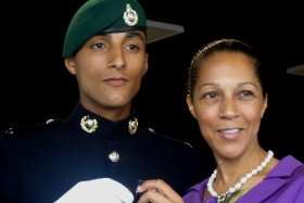Helen Grant MP with son Ben at his passing out parade in 2011.