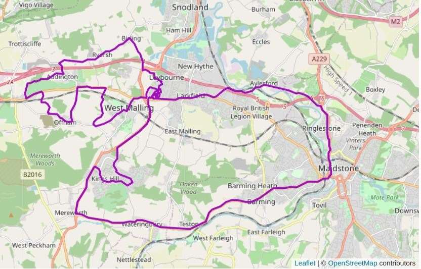 Joshua Weller's route for his 49.6km final run (35817501)