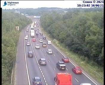 Traffic on the M2 this afternoon. Image from Highways England