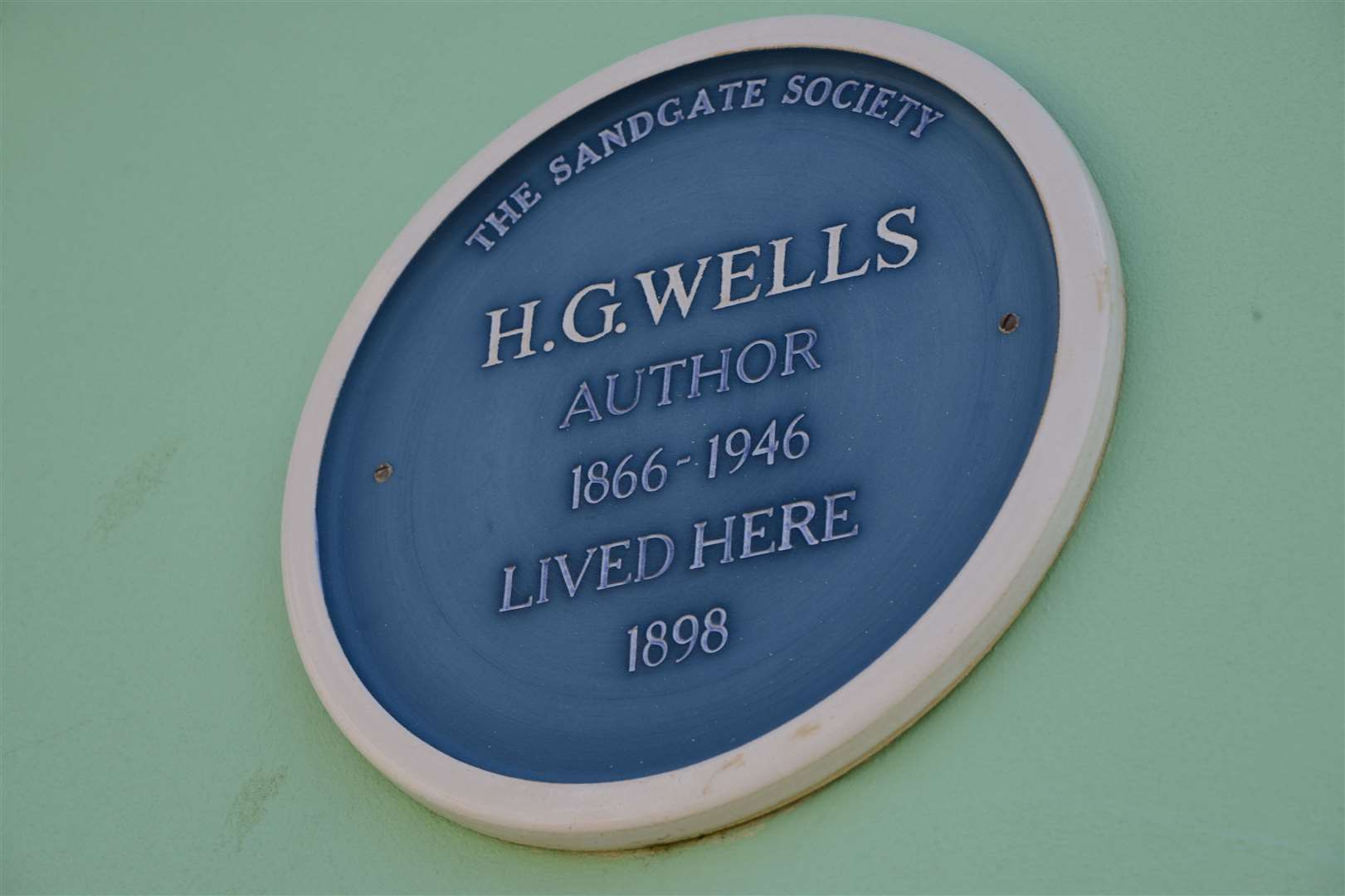 A blue plaque on the former home of HG Wells in Sandgate. Picture: Gary Browne