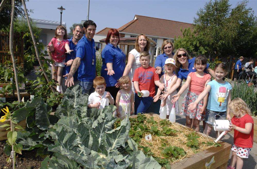 The Little Bloomers community garden group at the Seashells Children and Families Centre