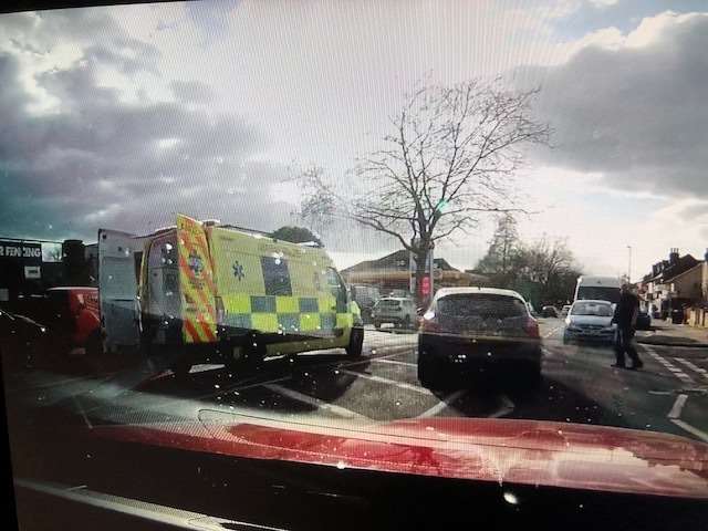 Ambulance at the scene after a child got run over. Picture: Justin Scrutton (1238480)
