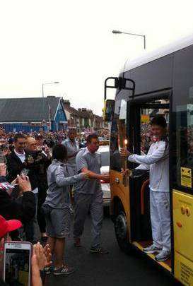 The torch arriving in Medway