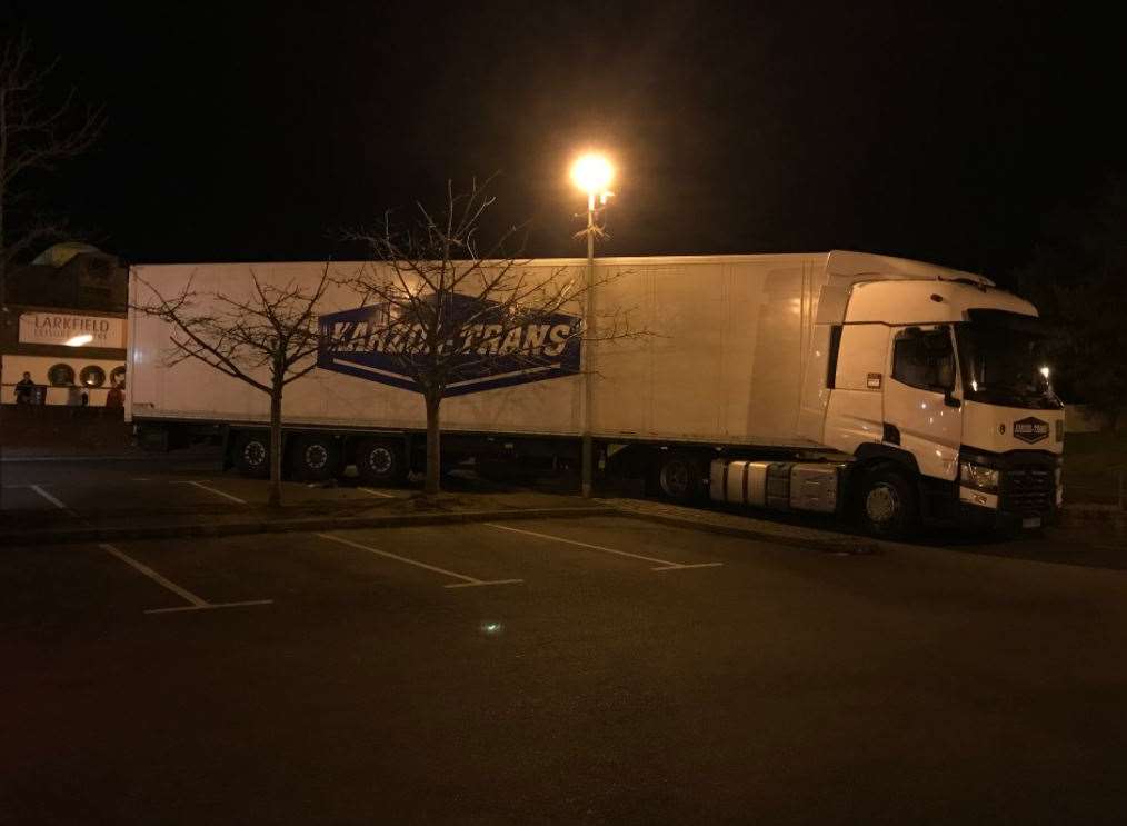 The lorry was stuck in Larkfield Leisure Centre car park.
