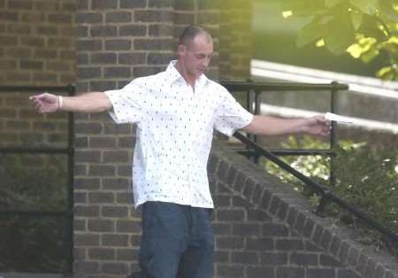 Wesley Simmons celebrates as he leaves the magistrates' court
