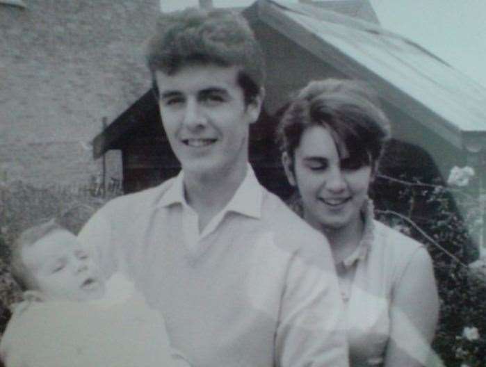 Shaun pictured as a baby with father Tom and mother June before the family moved to Ashford from London