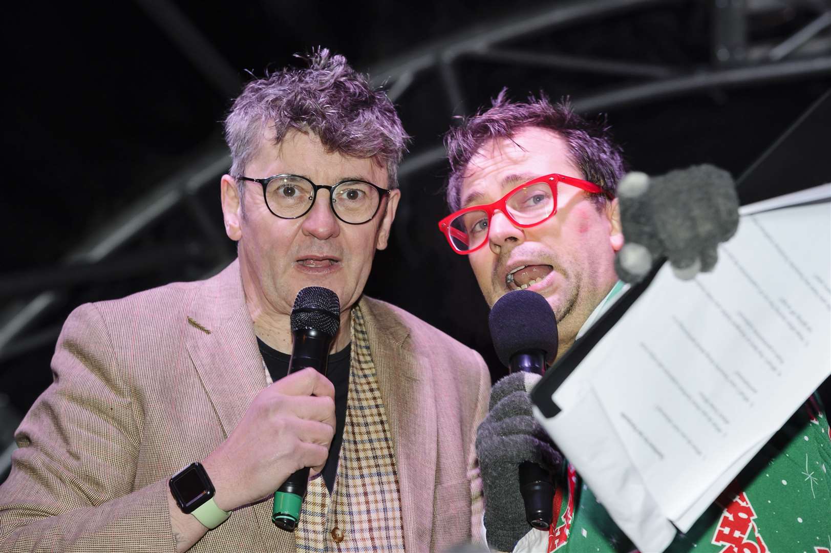 Joe Pasquale with host Adam Hoffman at the Dartford Christmas lights switch-on in 2016. Picture: Andy Payton
