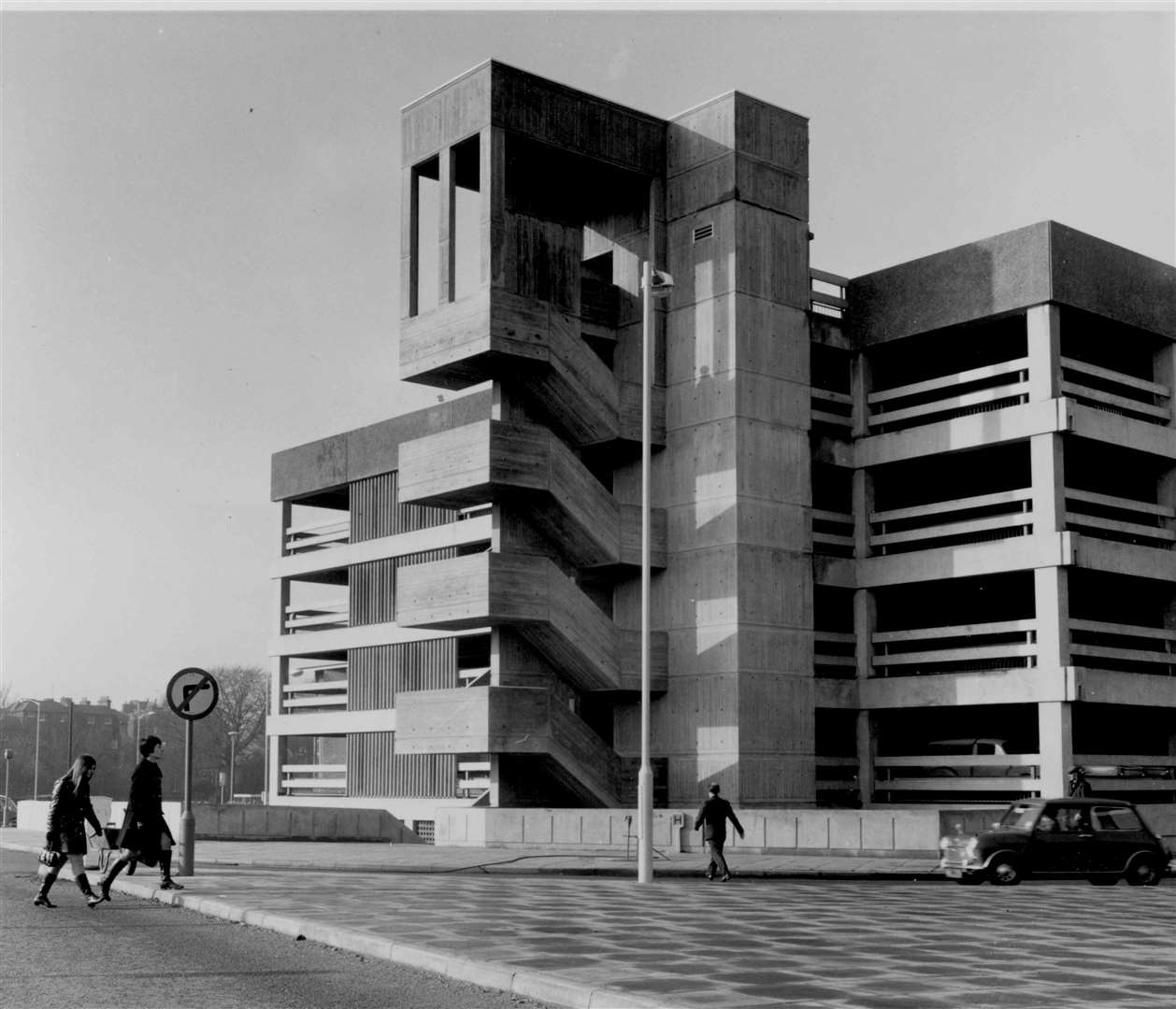 Arguably the ugliest and most criticised building in Canterbury's history, the multi-storey car park between Gravel Walk and Watling Street is pictured in February 1970, a few months after opening. It was originally planned to be two floors higher. This was the view from St George's Lane.
