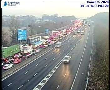 Traffic is building on the M25 yesterday. Picture: Highways England.