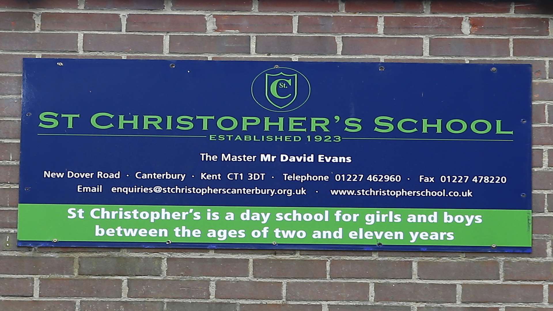 The sign outside St Christopher's school in Canterbury