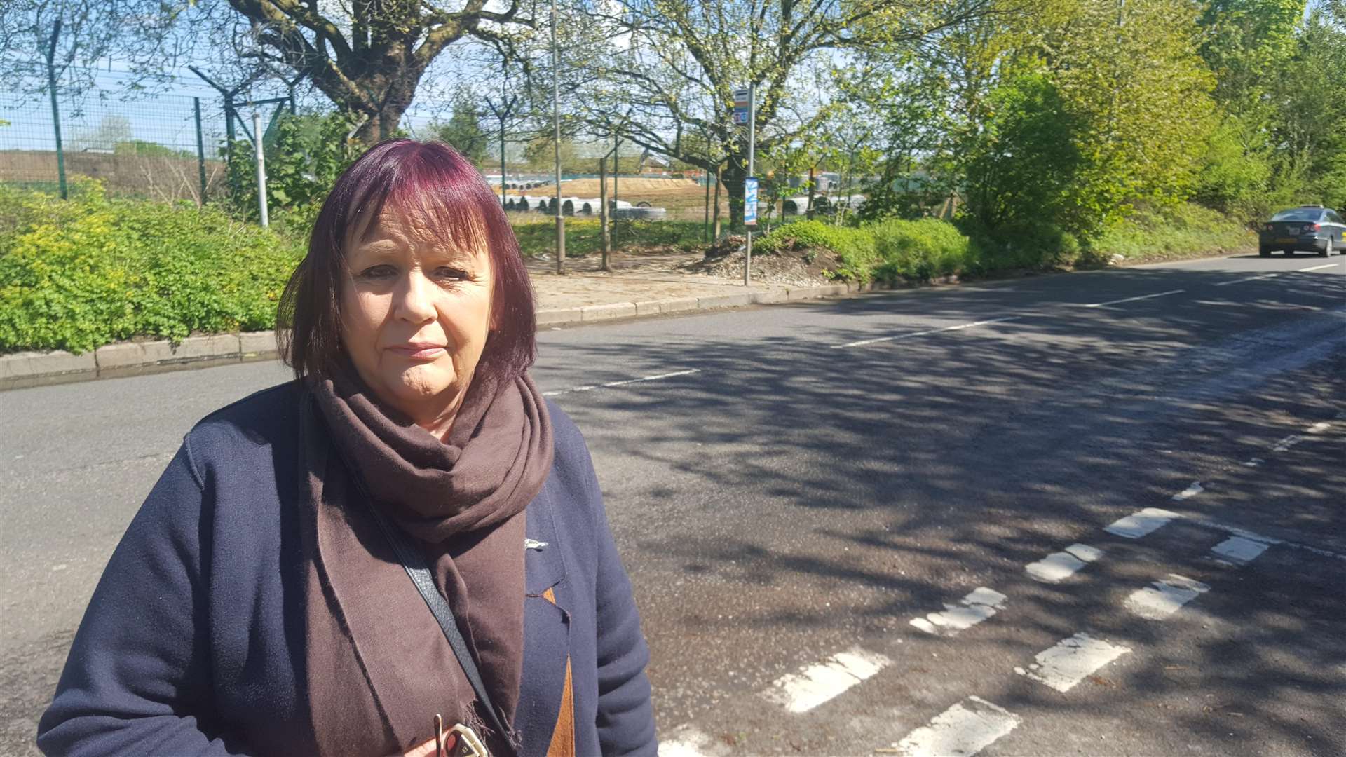 County councillor Ida Linfield beside the busy Littlebourne Road in Canterbury