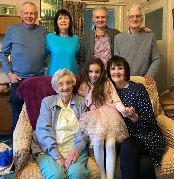 Hilda Luck celebrating her 108th birthday with family. Photo credit: Ronnie Luck