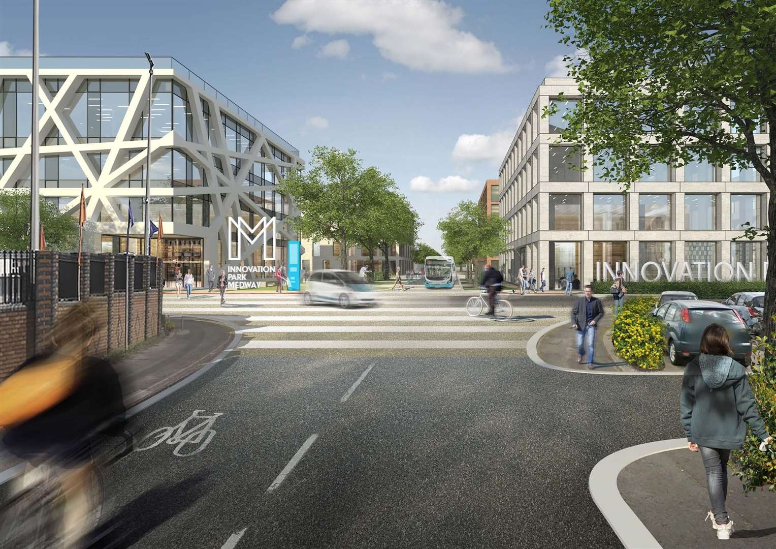 CGI images of what Innovation Park Medway will look like (First phase, Northern Gateway)